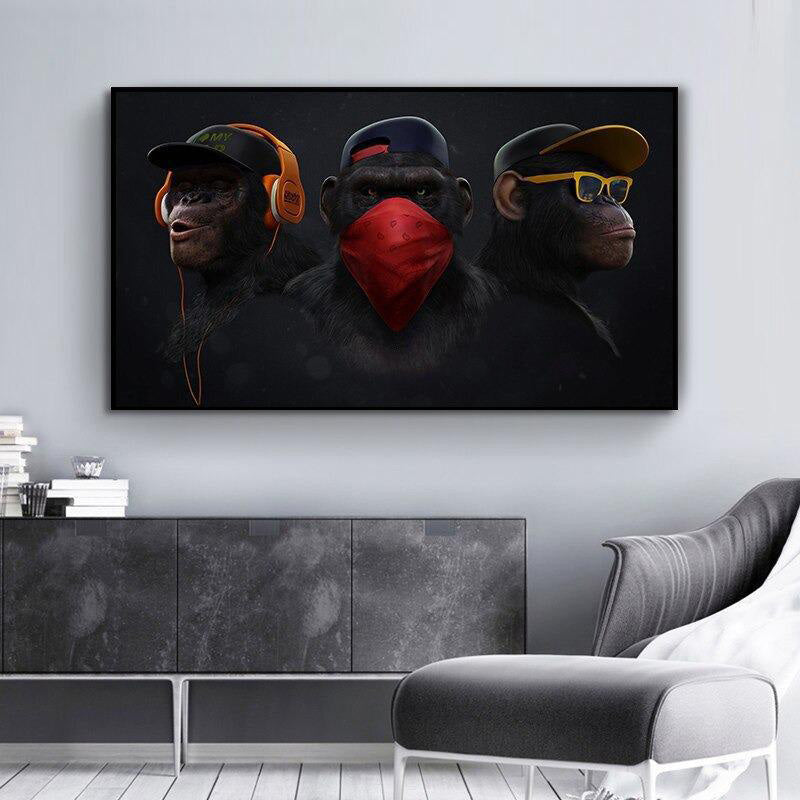Los 3 Simios Lienzo Artístico Edición Limitada 1 Pieza - ARTYHC™