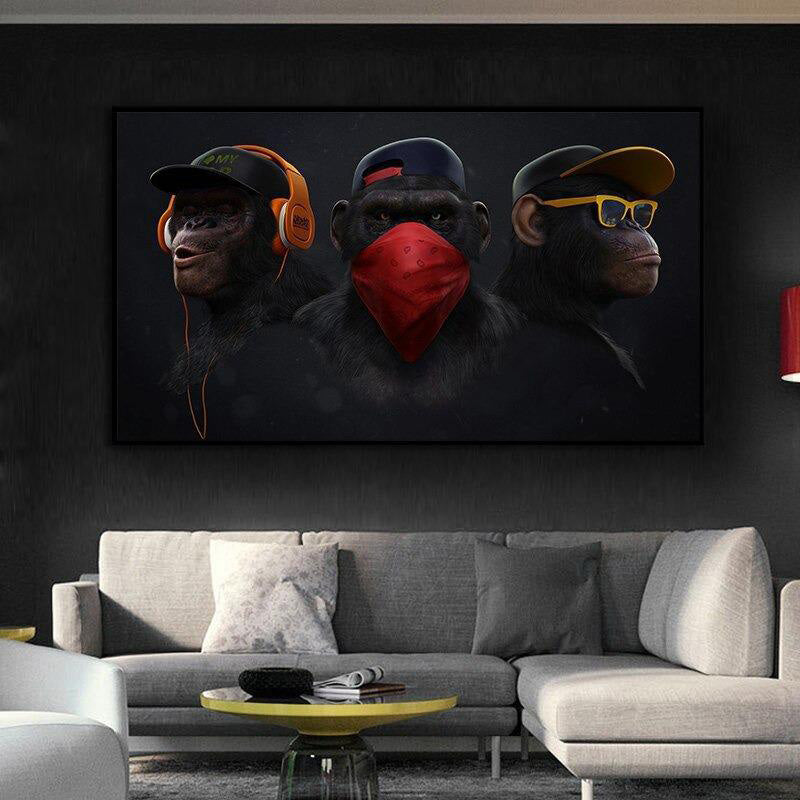 Los 3 Simios Lienzo Artístico Edición Limitada 1 Pieza - ARTYHC™