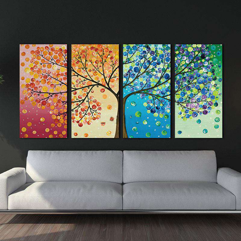 Árbol de la Vida 4 Estaciones Lienzo Artístico 4 Piezas - ARTYHC™