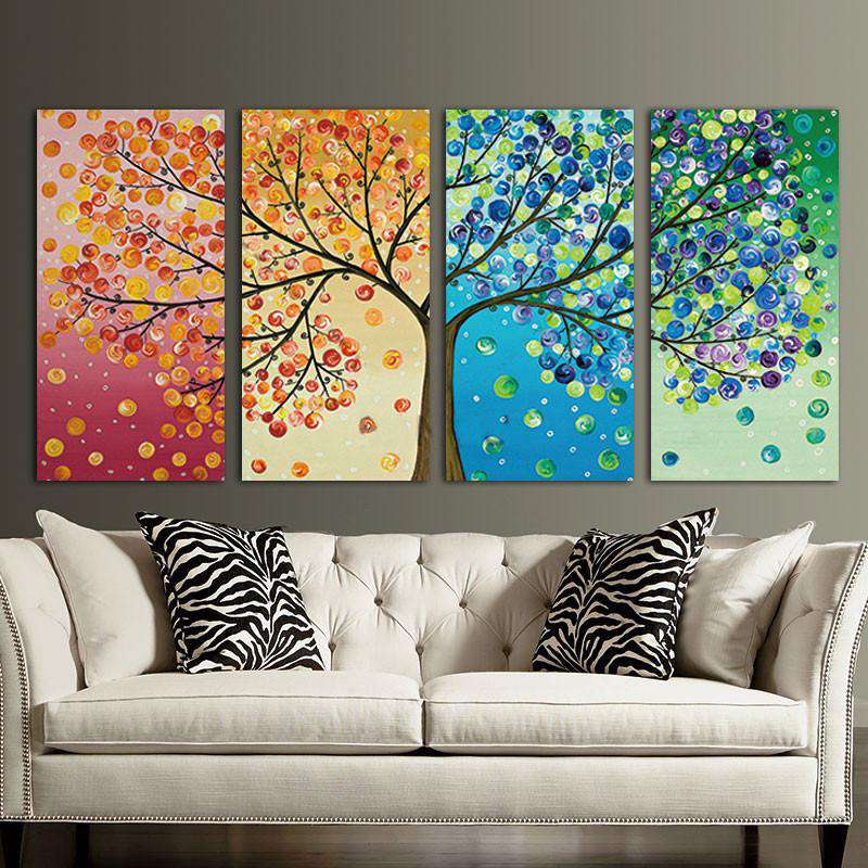 Árbol de la Vida 4 Estaciones Lienzo Artístico 4 Piezas - ARTYHC™