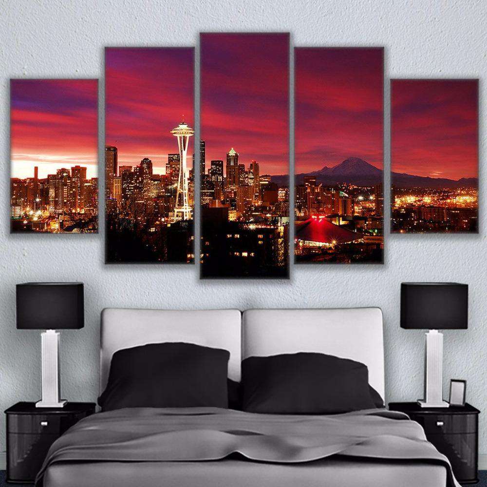 Noche en Seattle Lienzo Artístico 5 Piezas - ARTYHC™