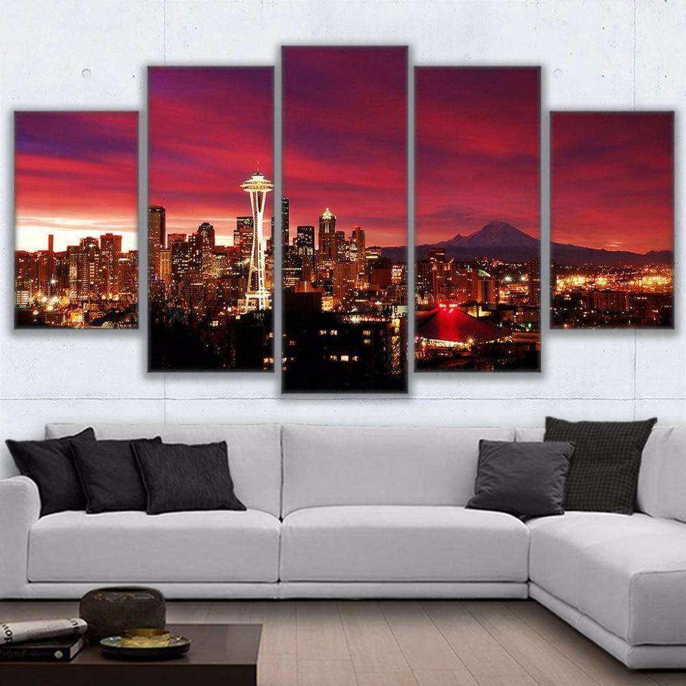 Noche en Seattle Lienzo Artístico 5 Piezas - ARTYHC™