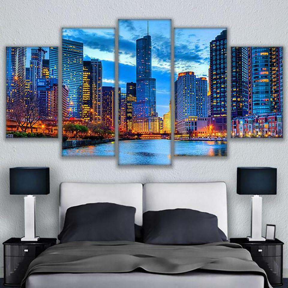 Edificios de Chicago City Lienzo Artístico 5 Piezas - ARTYHC™