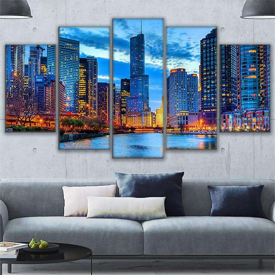 Edificios de Chicago City Lienzo Artístico 5 Piezas - ARTYHC™