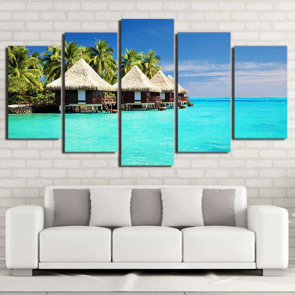 Isla Tropical Maldivas Lienzo Artístico 5 Piezas - ARTYHC™