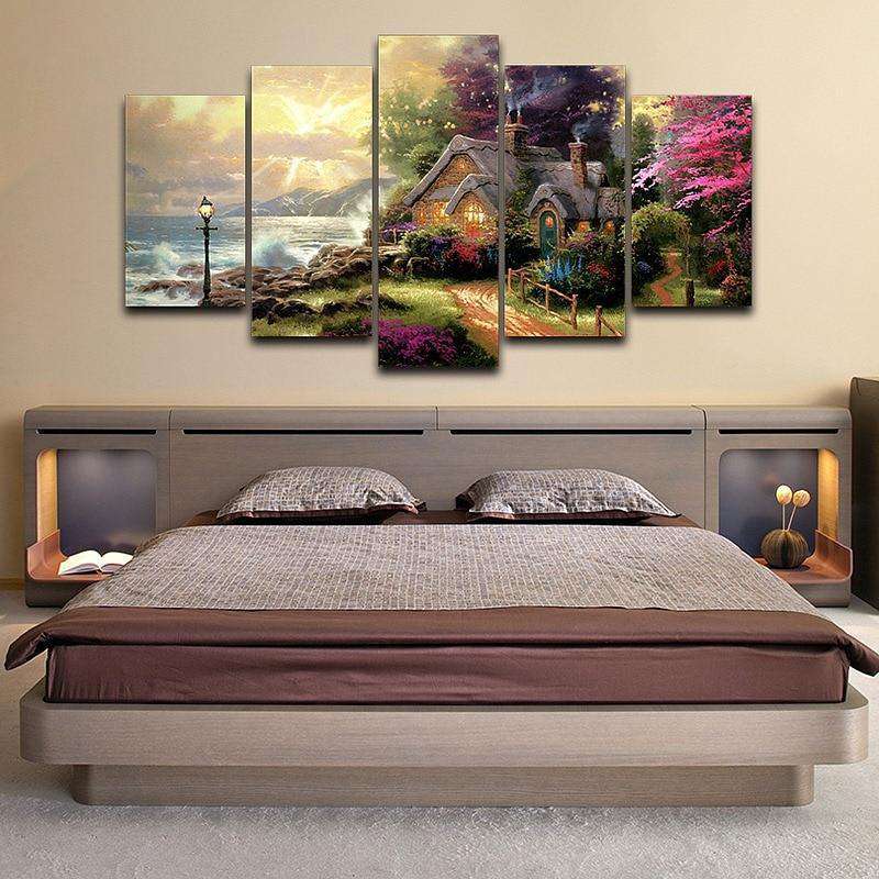 Cabaña a Pie de Mar Lienzo Artístico 5 Piezas - ARTYHC™