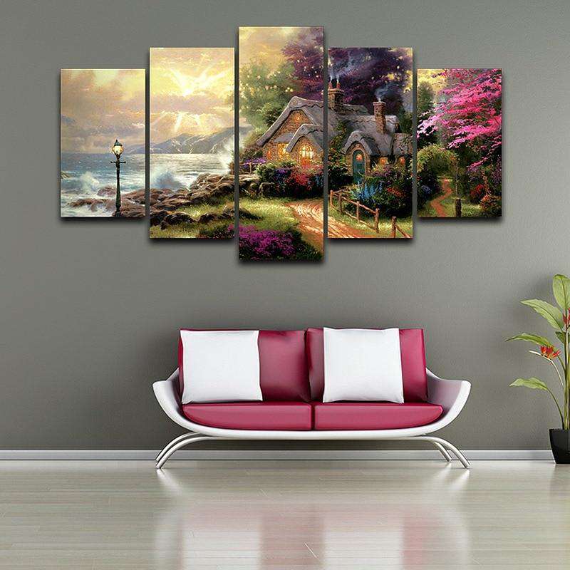 Cabaña a Pie de Mar Lienzo Artístico 5 Piezas - ARTYHC™