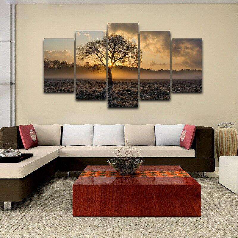 Árbol Solitario Lienzo Artístico 5 Piezas - ARTYHC™