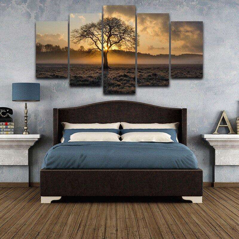 Árbol Solitario Lienzo Artístico 5 Piezas - ARTYHC™