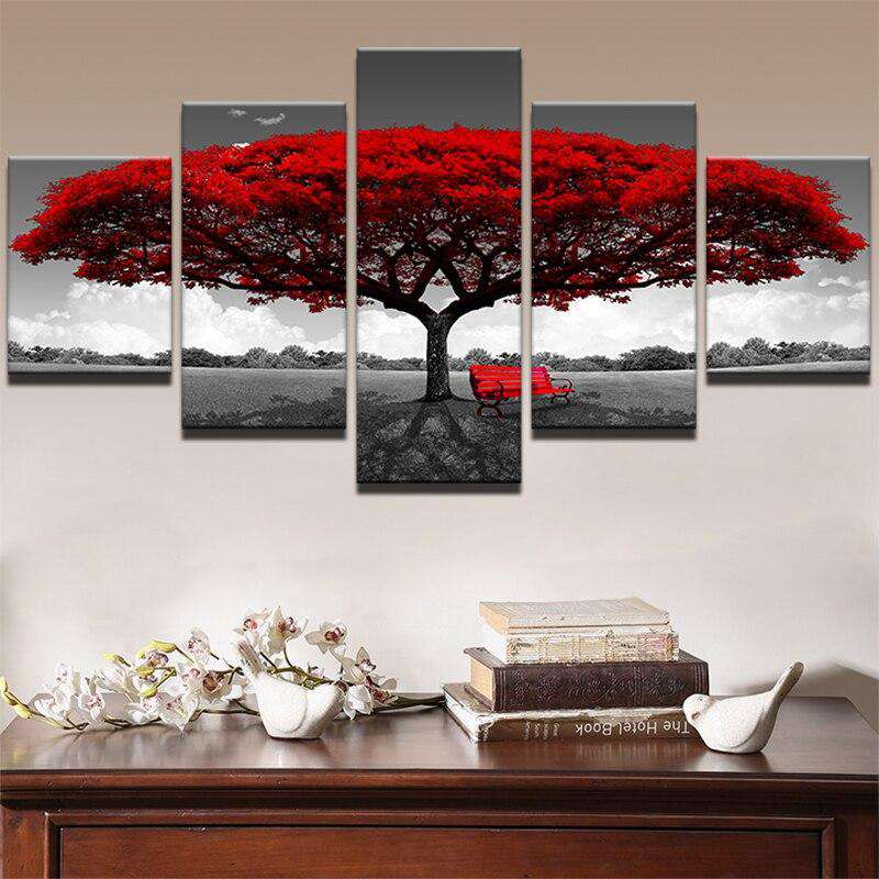 Arce Rojo Lienzo Artístico 5 Piezas - ARTYHC™
