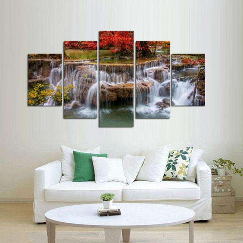 Cascada del Arce Rojo Lienzo Artístico 5 Piezas - ARTYHC™
