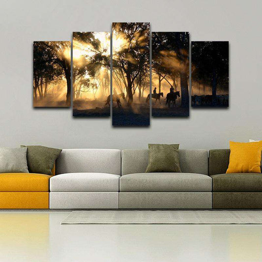 Atardecer en el Bosque Lienzo Artístico 5 Piezas - ARTYHC™